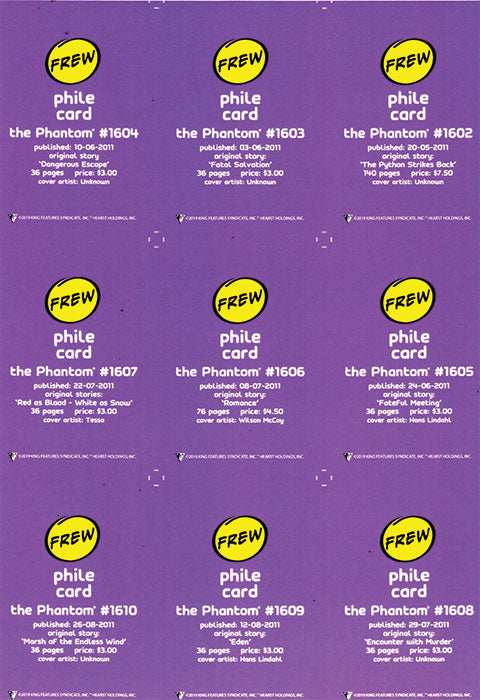 Phantom Philecard #1602-1610
