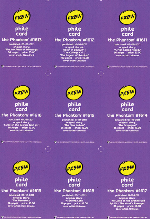 Phantom Philecard #1611 - 1619