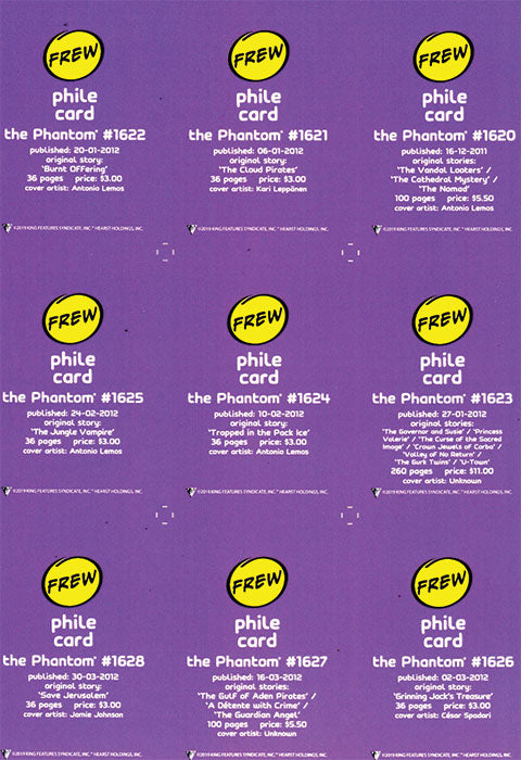 Uncut Philecard sheet #1620-1628