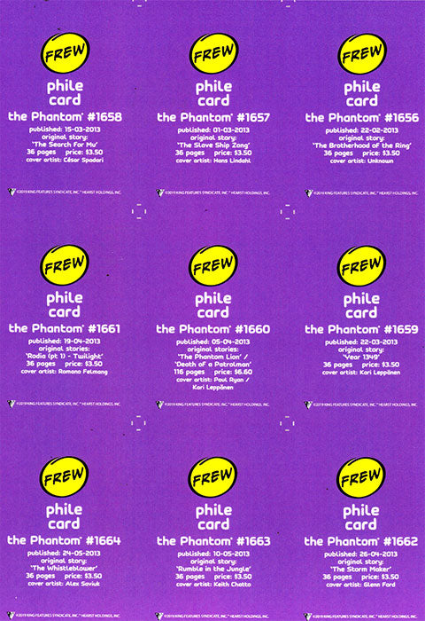 Phantom Philecard #1656 - 1664