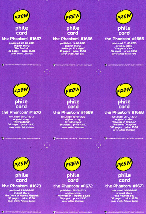 Phantom Philecard #1665 - 1673
