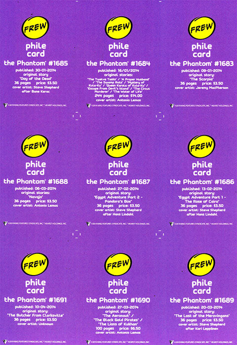 Uncut Philecard sheet #1683-1691