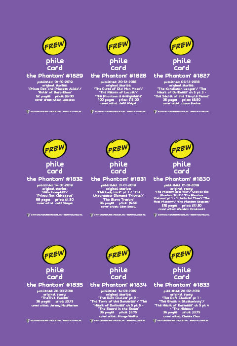 Phantom Philecard #1827-1835