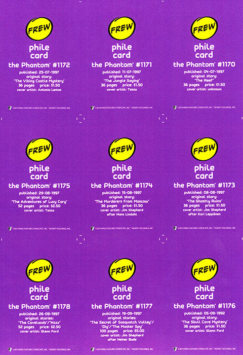 Uncut Philecard sheet #1170-1178