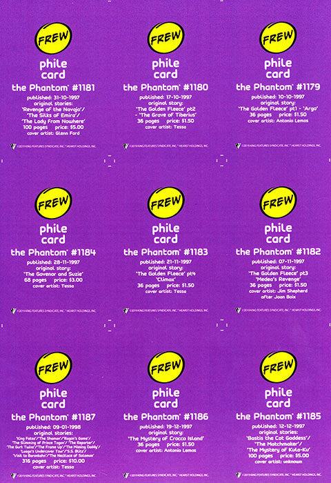 Uncut Philecard sheet #1179-1187