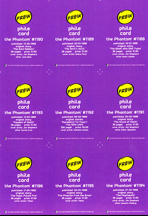 Uncut Philecard sheet #1188-1196