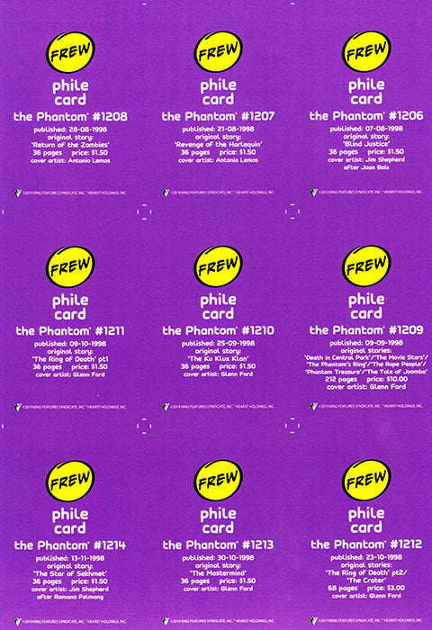 Uncut Philecard sheet #1206-1214