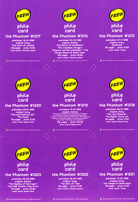 Uncut Philecard sheet #1215-1223