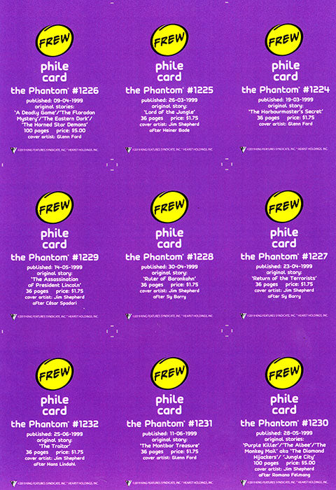 Uncut Philecard sheet #1224-1232