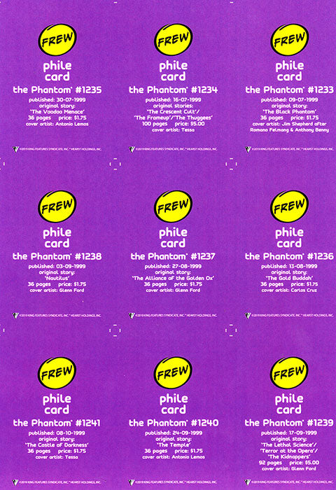 Uncut Philecard sheet #1233-1241