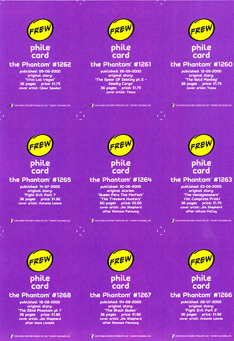 Uncut Philecard sheet #1260-1268