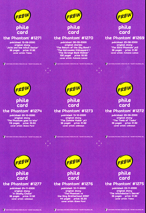 Uncut Philecard sheet #1269-1277