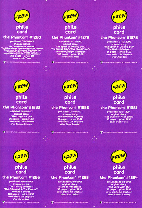 Uncut Philecard sheet #1278-1286