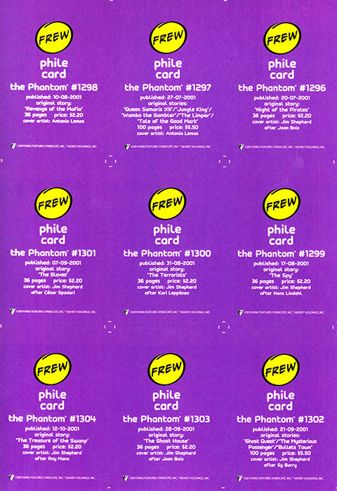 Uncut Philecard sheet #1296-1304