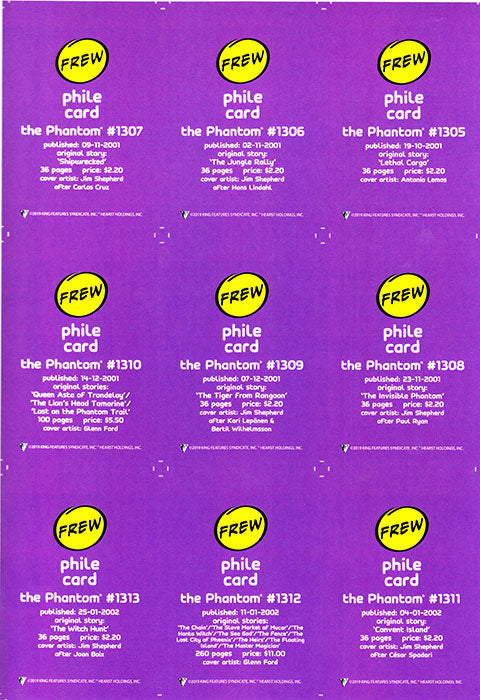 Uncut Philecard sheet #1305-1313