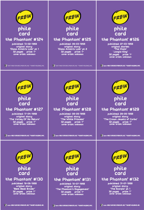 Phantom Philecard #124-132