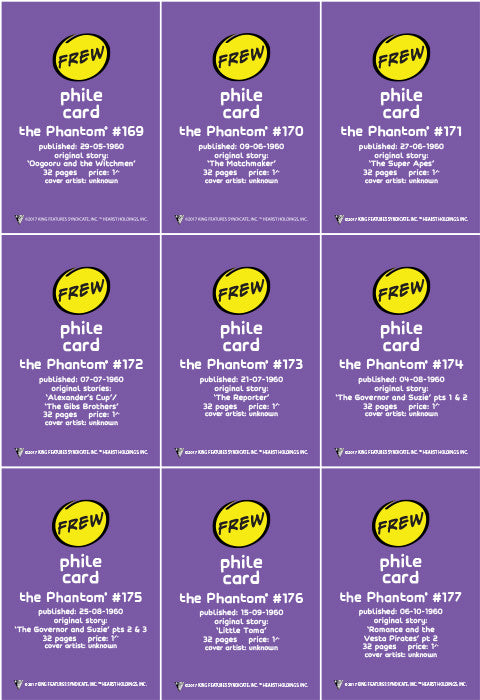 Phantom Philecard #169-177