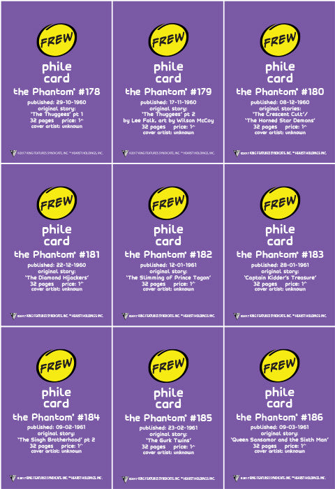 Phantom Philecard #178-186