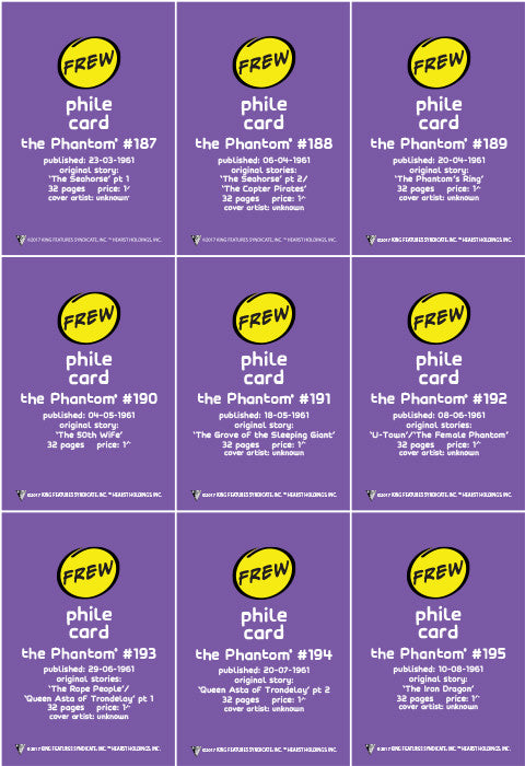 Phantom Philecard #187-195
