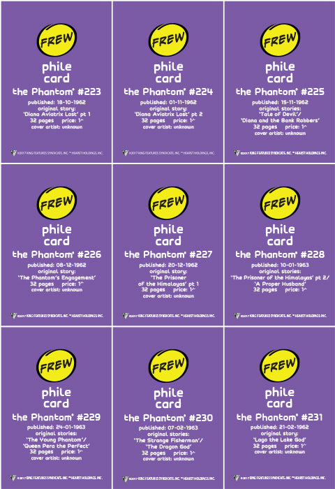 Phantom Philecard #223-231
