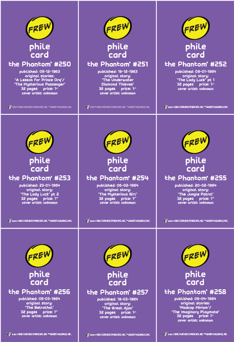 Phantom Philecard #250-258