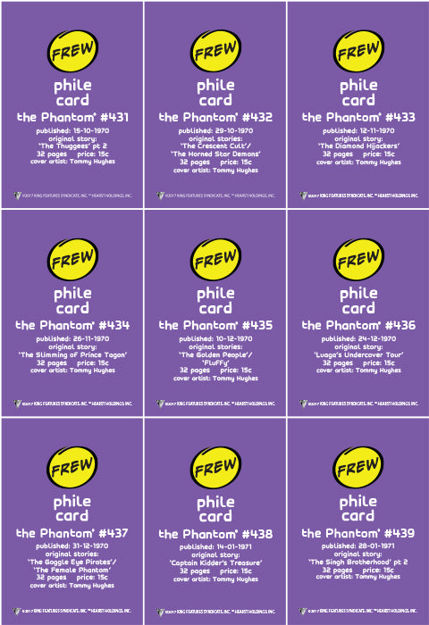 Uncut Philecard sheet #431-439