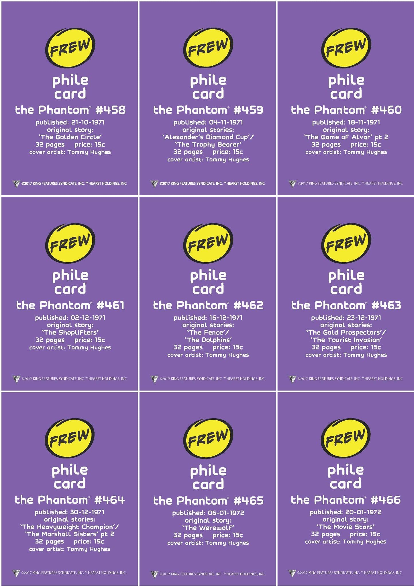 Uncut Philecard sheet #458-466