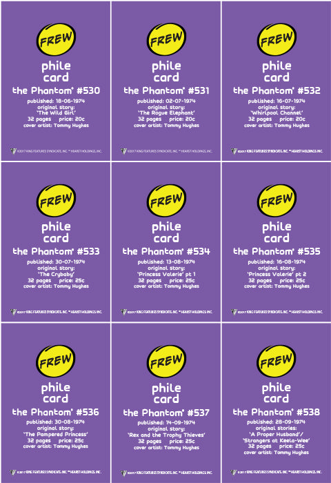 Phantom Philecard #530-538