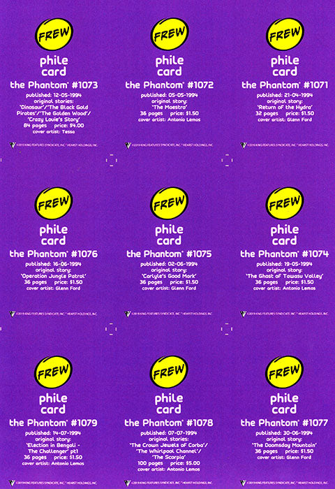 Uncut Philecard sheet #1071-1079