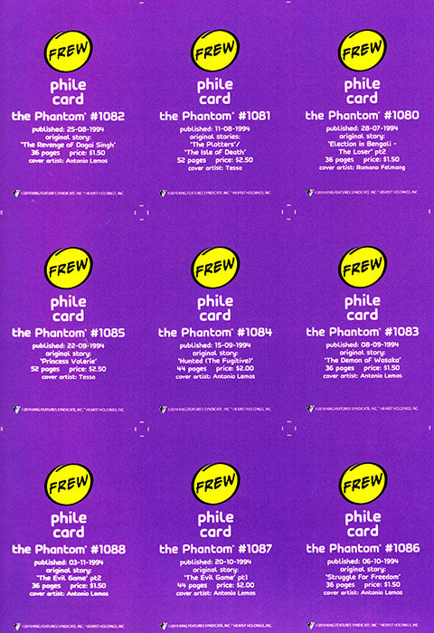 Uncut Philecard sheet #1080-1088