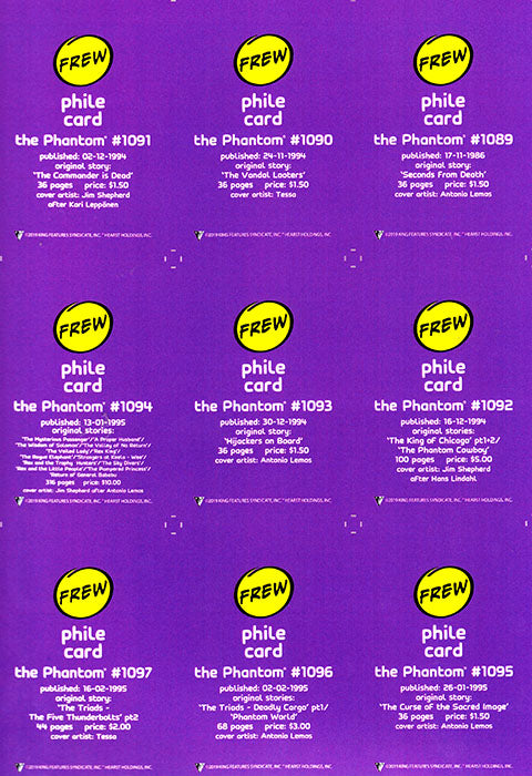 Uncut Philecard sheet #1089-1097