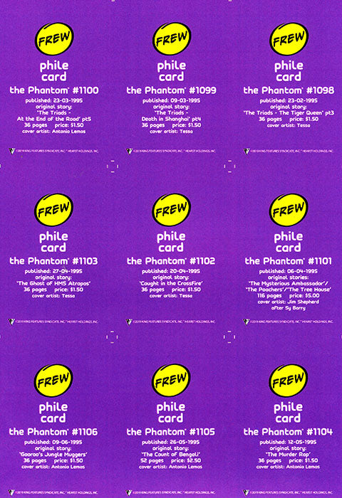 Uncut Philecard sheet #1098-1106