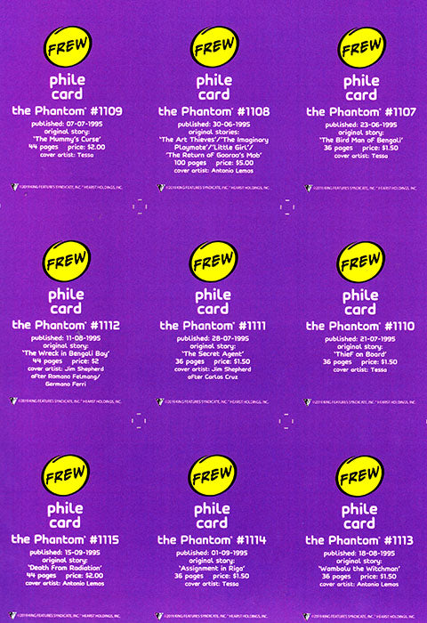Uncut Philecard sheet #1107-1115
