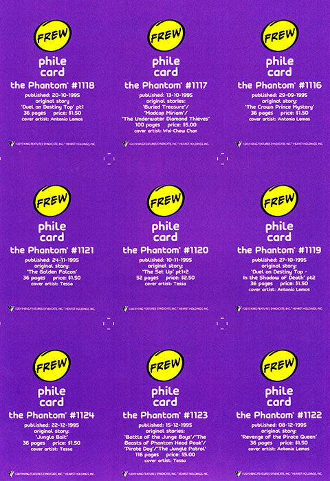 Uncut Philecard sheet #1116-1124