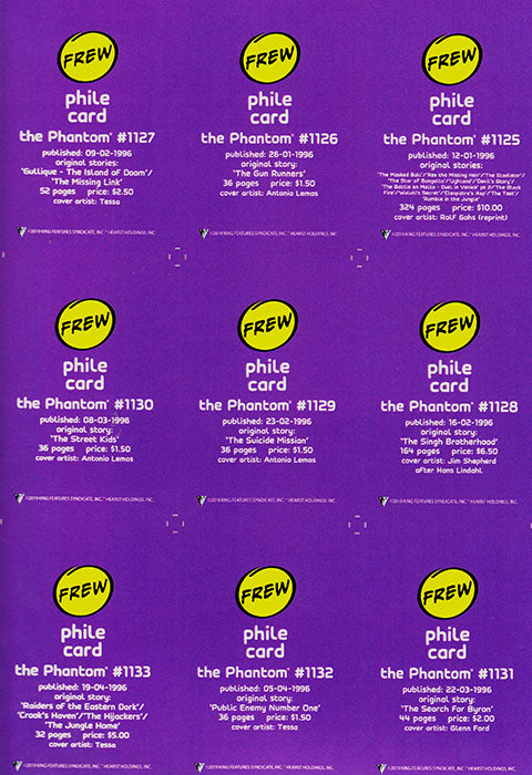 Uncut Philecard sheet #1125-1133