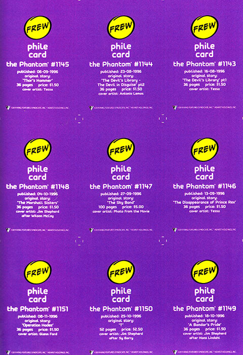 Uncut Philecard sheet #1143-1151