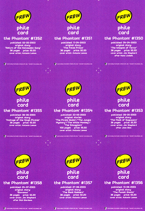 Uncut Philecard sheet #1350-1358