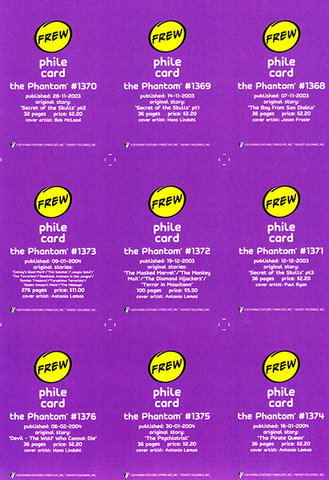Phantom Philecard #1368-1376