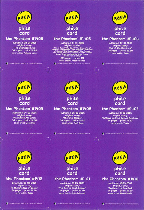 Uncut Philecard sheet #1404-1412