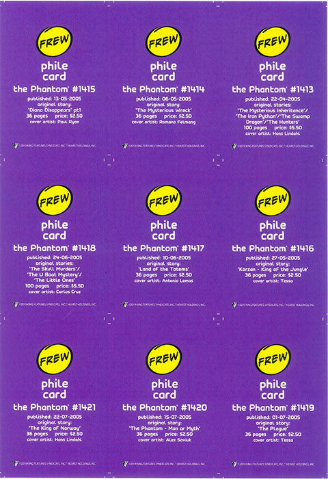 Uncut Philecard sheet #1413-1421