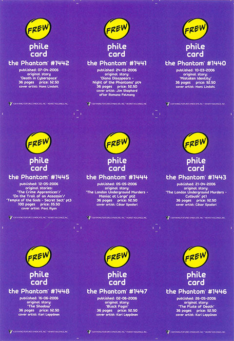 Uncut Philecard sheet #1440-1448