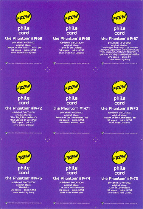 Phantom Philecard #1467-1475