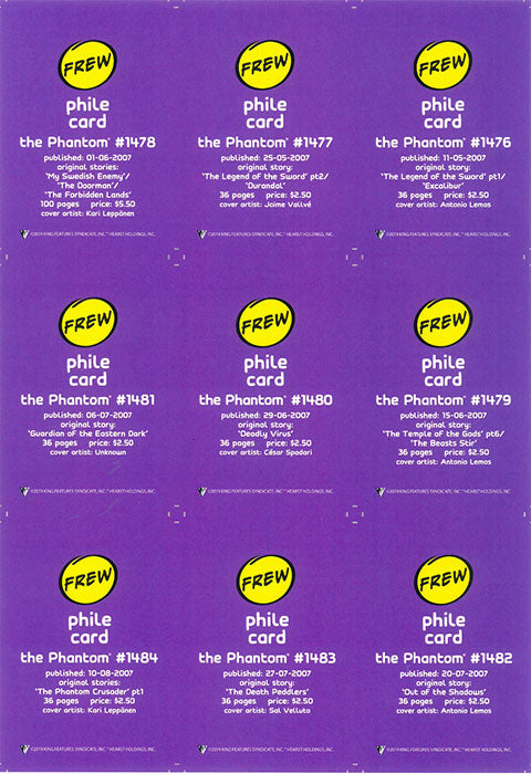 Phantom Philecard #1476-1484