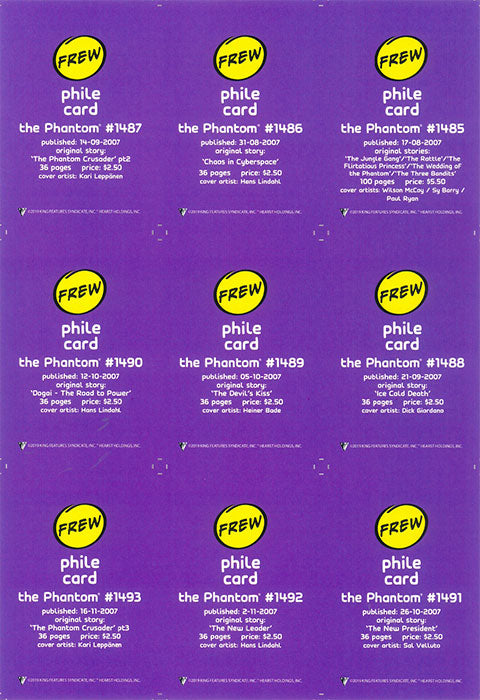 Uncut Philecard sheet #1485-1493