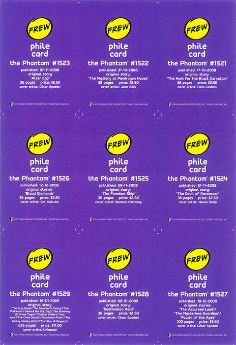 Uncut Philecard sheet #1521-1529