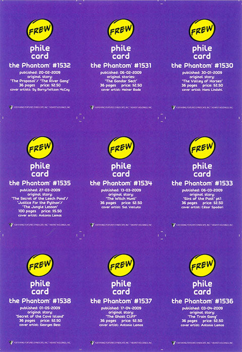 Phantom Philecard #1530-1538