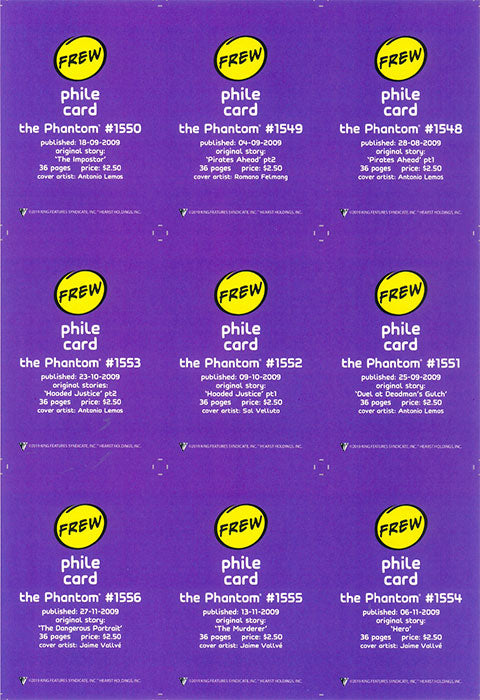 Phantom Philecard #1548-1556