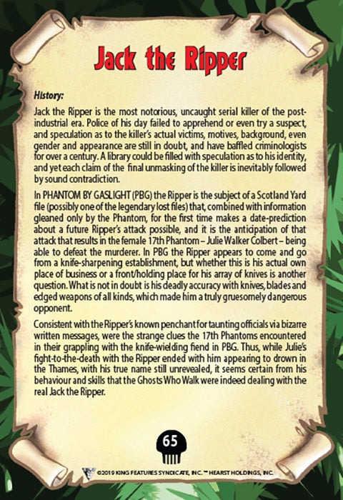 Phantom's Universe Character Card #65 - Jack the Ripper