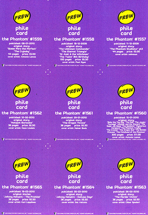 Phantom Philecard #1557-1565
