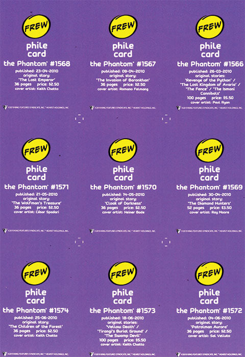 Phantom Philecard #1566-1574